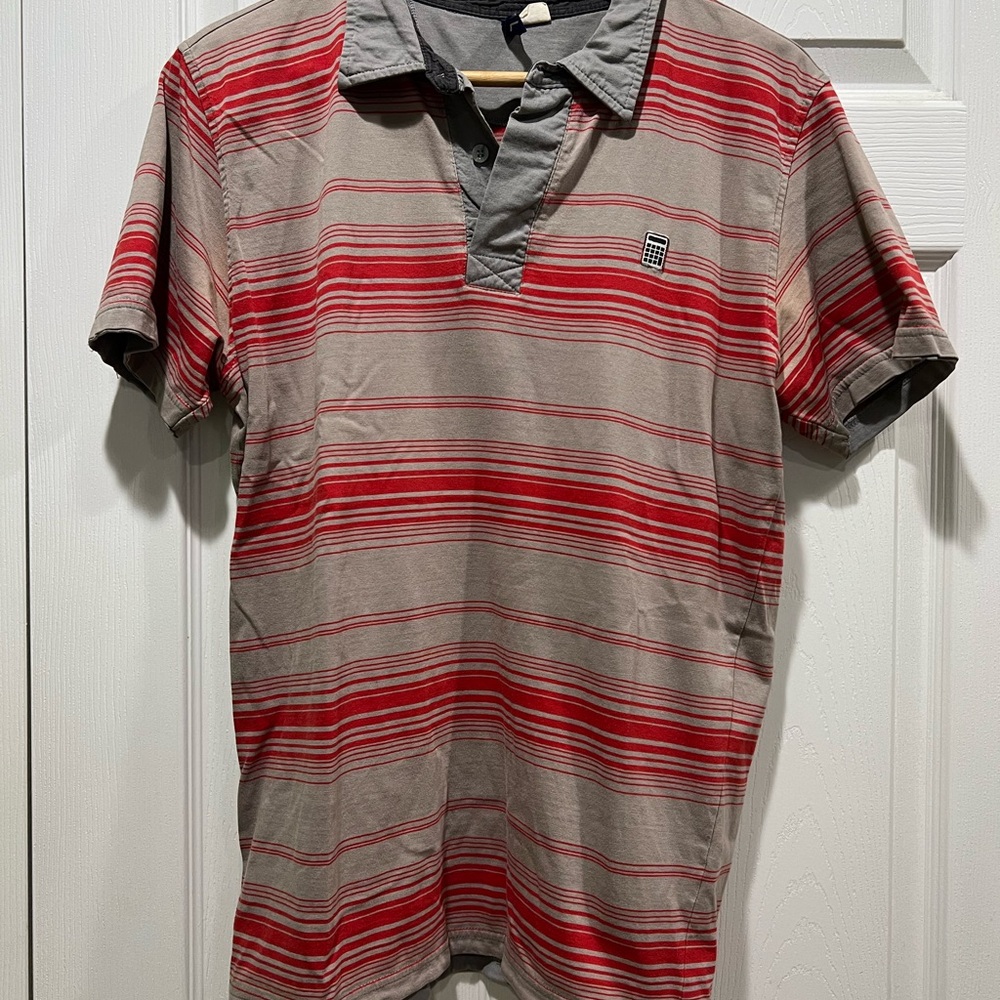 Striped Red and Gray Men's Polo Shirt